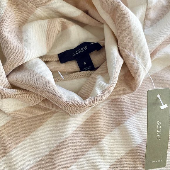 NWT J.Crew deck striped turtleneck T-shirt, pink, cream/off white, size S Small - Picture 5 of 6